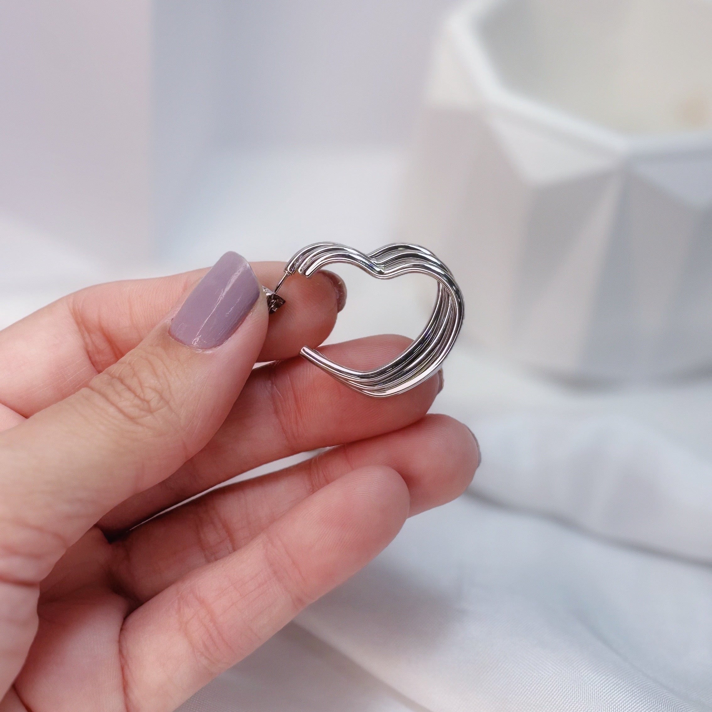 Argola 3 fios coração sobreposto