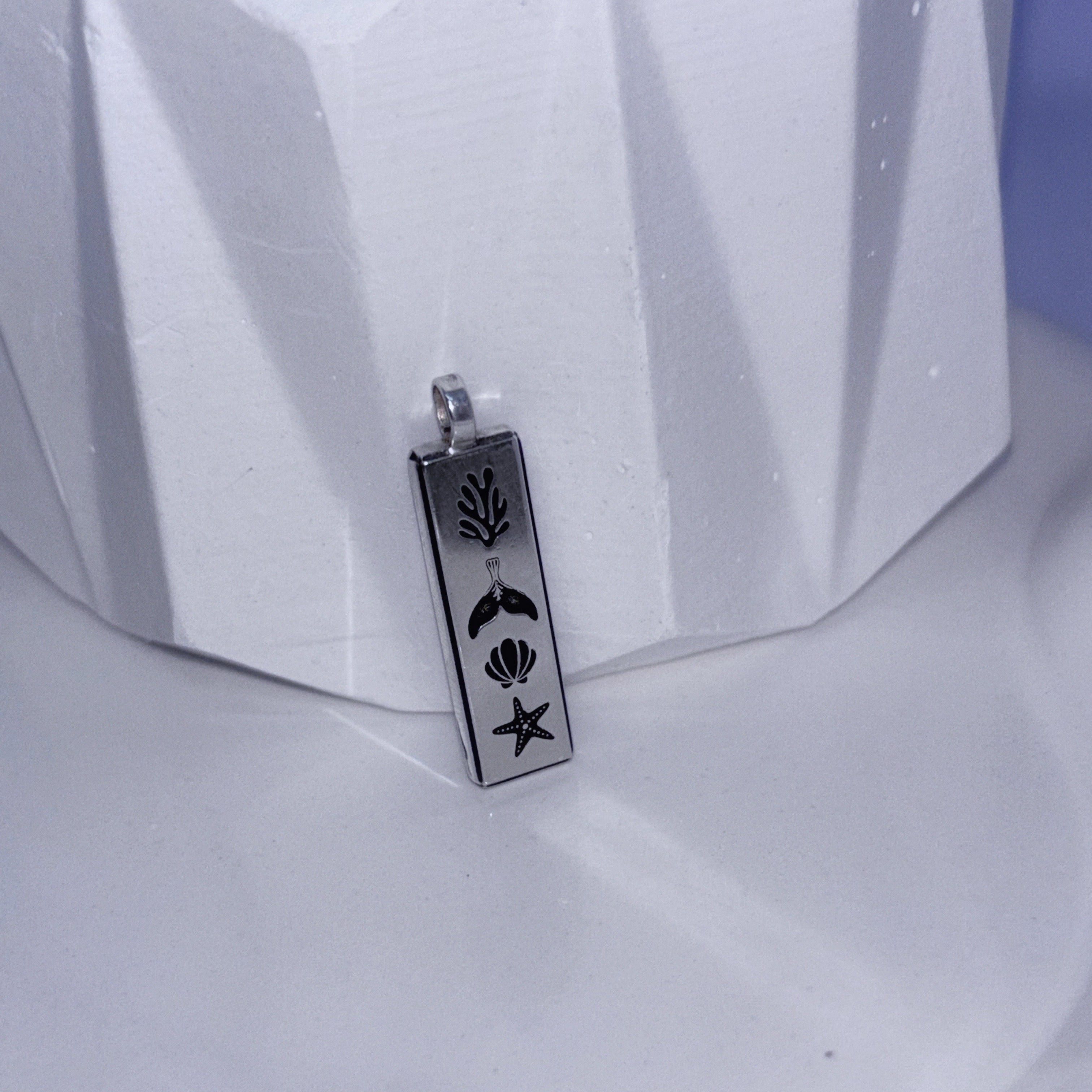 Pingente prata caixa retangular e pedra prata 925