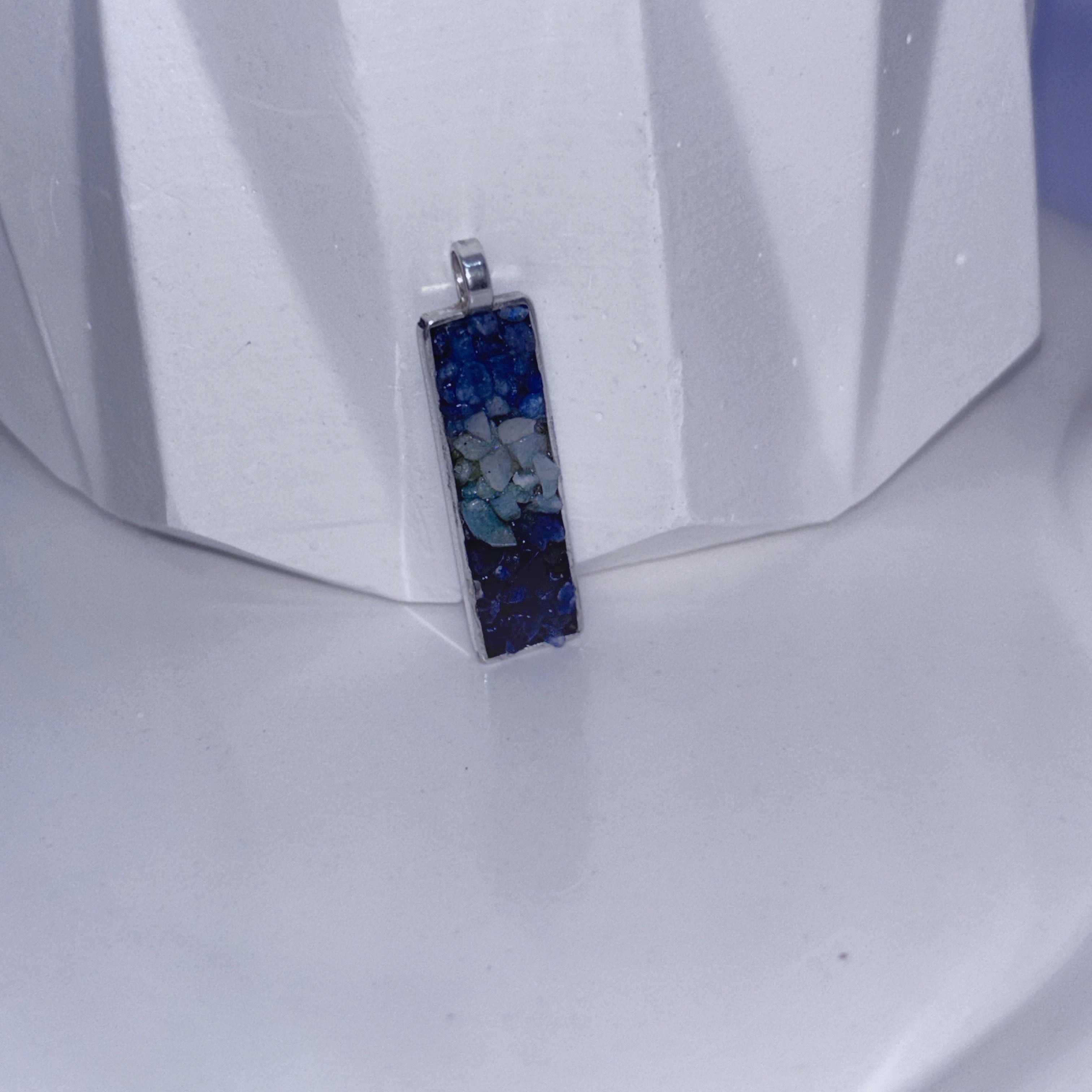 Pingente prata caixa retangular e pedra prata 925